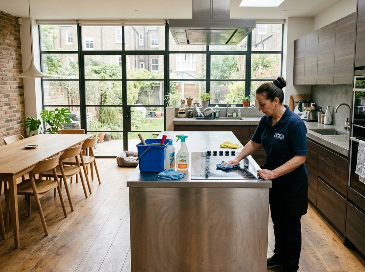 Single deep cleaning company in London offering one off cleaning services for kitchen worktops and hobs